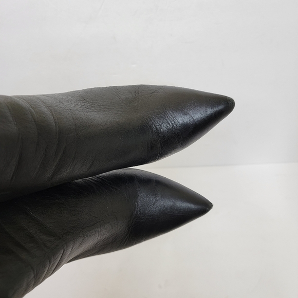 Louise et Cie Pointed Toe Black Leather & Cow Hair Heel Booties Size 7.5 - Picture 14 of 16
